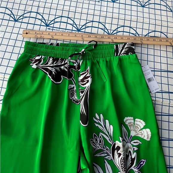 RAFAELLA Green Floral Pallazo Pants CRUISE/RESORT WEAR Drawstring Waist NWT Sz L - Picture 3 of 12